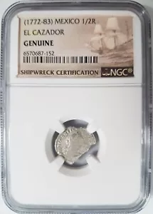 EL CAZADOR Shipwreck NGC (1772-83) Mexico 1/2 Real Sea Salvaged Sunken Treasure - Picture 1 of 12