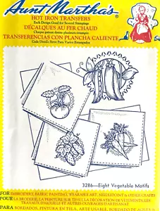 VTG Aunt Martha's Eight Vegetable Motifs Embroidery Transfer Pattern 3286 - Picture 1 of 1