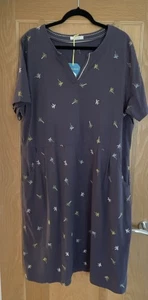 White Stuff Women’s Ruby Cotton Embroidered Dress in Grey £59 sz 22 - free post - Picture 1 of 5