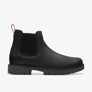 Clarks Mens Rossdale Top Black Leather Chelsea Boots Leather Casual - Picture 1 of 7