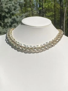 Sterling Silver Wide Fancy Braided Link Necklace - Picture 1 of 7