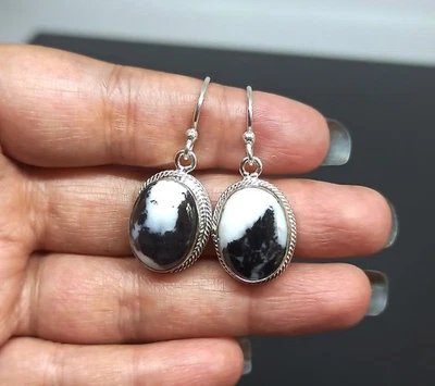 White Buffalo Gemstone Earring 925 Sterling Silver Handmade Jewelry - 1.50" - Image 1 of 2