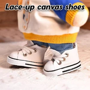 Mini Doll Shoes, 1 Pair Cute Lace Up Canvas Sneakers Compatible for 17/15cm Doll - Picture 1 of 8