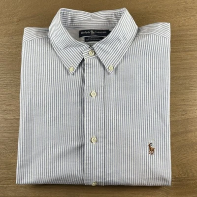 Ralph Lauren Polo Para Hombres 17-34 XXL/2XL Camisa de Vestir Rayas Azul/Blanco Carne Poni Foto 1 de 4