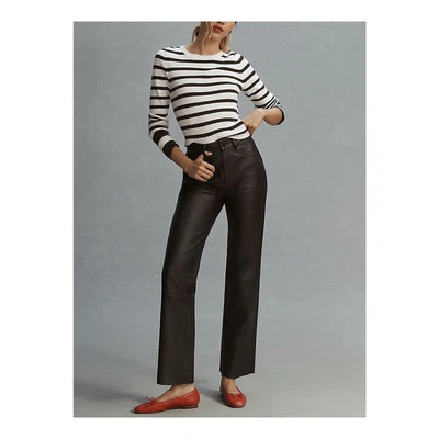 Pantalones al tobillo de cuero vintage rectos de tiro alto negros 'Patti' talla 28 Dl1961 Foto 1 de 4