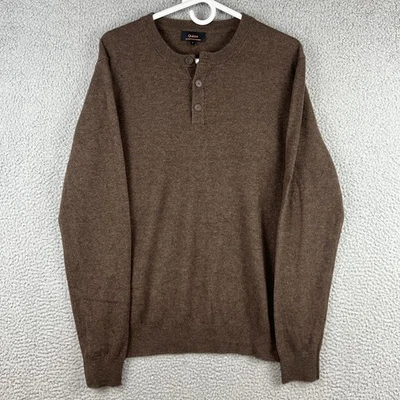 Suéter Henley de cachemir mongol Quince 2.0 marrón talla grande para hombre Foto 1 de 4