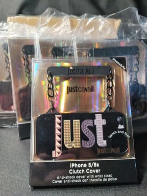 NUEVA FUNDA DE 6 JUST CAVALLI iPHONE 5/5S CUBIERTA DE EMBRAGUE CON CORREA PARA MUÑECA Foto 1 de 4