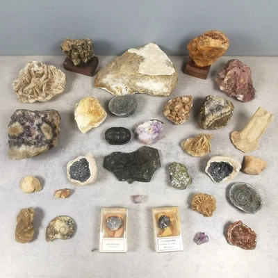 Lot +25 MINERAUX Pierre Rose Sables Obsidienne FOSSILE QUARTZ MINERALOPHILE L32 - Photo 1/4