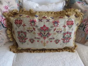 Toller alter Welt Teppich Look Aubusson Stil Nadelspitze Kissen groß neu ohne Etikett - Bild 1 von 10
