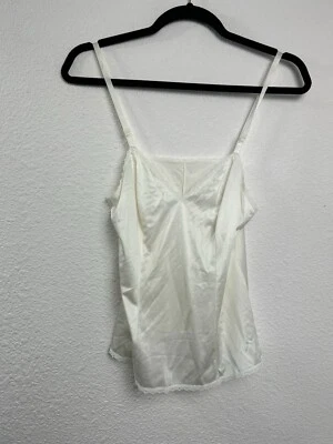 Adonna Tank Top Women 32 Small Ivory Satin Floral Lace Lounge Bedroom Sleepwear - Image 1 of 4