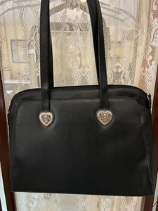 Coldwater Creek Black Faux Leather Briefcase Tote Laptop Bag NEW 15.5" - Picture 1 of 5