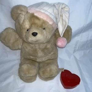 Vintage 1986 Chosun Heart to Heart Bear Brown Beating Heart Plush Stuffed Animal - Picture 1 of 20