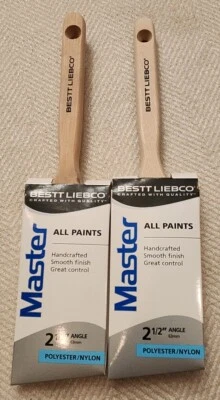 Lote de 2 ~ Cepillo de pintura angular Bestt Liebco Master 2 1/2" ~ Poliéster/Nylon ~ Nuevo en paquete Foto 1 de 4