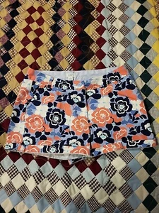 Crown & Ivy Women's Size 14 W Caroline Multi Color Floral Shorts Coral Blue - Picture 1 of 7