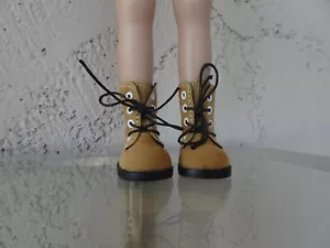 Lovely ocher suede look laces and zipper boots f Dianna Effner 13"Little Darling - Picture 1 of 4