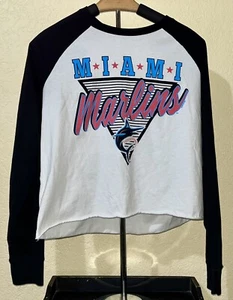 Fanatics Miami Marlins Baseball Womens White 3/4 Sleeve T-shirt Size Medium - Picture 1 of 5