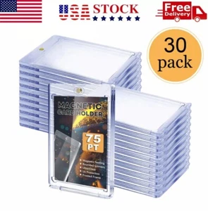 30 Pack Magnetic Trading Sports Card Holders 35pt One-Touch Hard UV Protection. - Picture 1 of 13