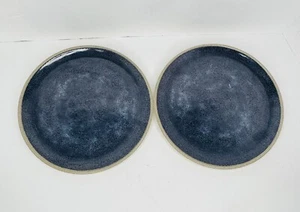 2 Williams Sonoma Salad Dessert Outdoor Melamine 9" Plates Crackle Blue Cream - Picture 1 of 5