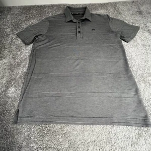 Travis Mathew Golf Polo Shirt Mens M Gray Striped Performance Golfing Stretch - Picture 1 of 24