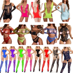 Lencería Sexy Bodystocking Body Red Medias Ropa de dormir Prendas para dormir Encaje U♡ - Imagen 1 de 26