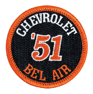 1951 Chevrolet Bel Air bestickter Aufnäher - schwarz Denim/orange zum Aufbügeln zum Aufnähen