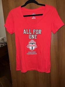 Toronto FC All For One Eastern Conf Red V-Neck Majestic T-Shirt Women’s Size M - Picture 1 of 6