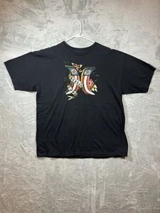 Hurley Adult XL Black Graphic Shirt Cotton Crew Neck Tattoo Art Surf Skater - Picture 1 of 8