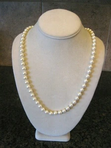 Vintage Hand Knotted Glass Faux Pearl Necklace / 24 ½” / FREE SHIPPING - Picture 1 of 6