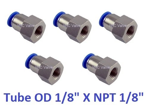 Female Hose Quick Release Connector Air Fitting Tube OD 1/8 X NPT 1/8 5 Pieces - Image 1 of 1