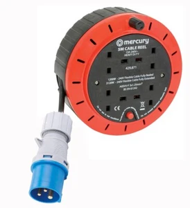 CAMPING TENT ELECTRIC MAINS HOOK UP REEL CARAVAN POWER CABLE 16A PLUG 5M - Picture 1 of 1