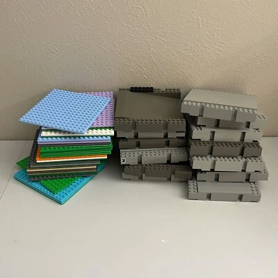 LEGO Lot of 42 Baseplates - 16x16 Sizes Bulk Lot Washed Clean Gray Green Raised - Image 1 of 4
