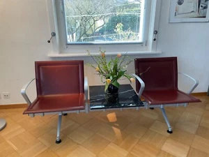 Matteo Grassi Leather Lounge Chairs with marble Table - Bild 1 von 4