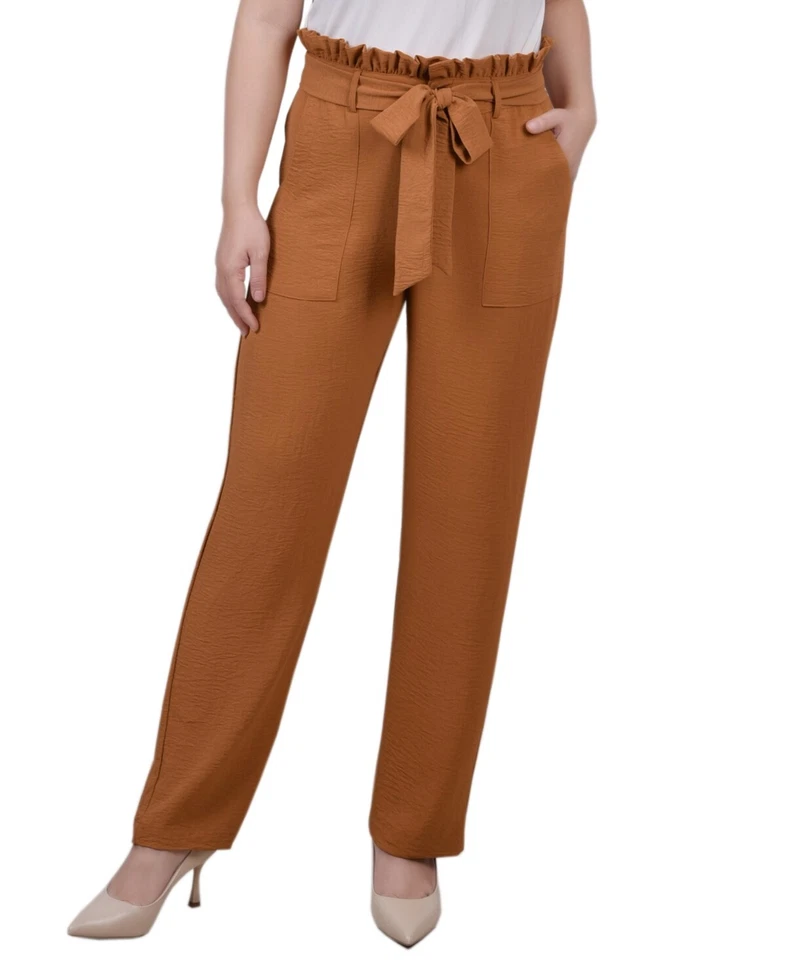 MSRP $44 Ny Collection Women Petite Belted Paperbag Tapered Pants Size PSmall - Image 1 of 1