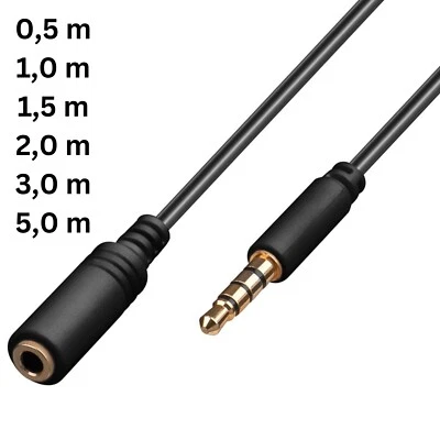 0,5m bis 5m 4 pol Audio 3,5mm Klinken Verlängerungs Kabel für Apple iPad iPhone - Bild 1 von 4