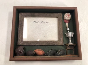Wooden Football Photo Frame NEW. Table Top. Football Items surround frame - Picture 1 of 5