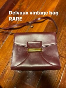 Delvaux Vintage Leather Shoulder Small Bag Dark Red Vintage Rare