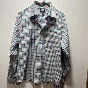 Camicia elegante Lands End Performance uomo taglia media a quadri vestibilità tradizionale - Foto 1 di 5
