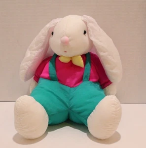 Easter Nylon Plush Bunny Rabbit Gibson Greetings Parachute Bow Tie 1993 Vintage - Picture 1 of 8