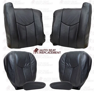 Chevy Silverado y Sierra 2003 2005 2006 2007 cubiertas de asiento de cuero gris oscuro - Imagen 1 de 19