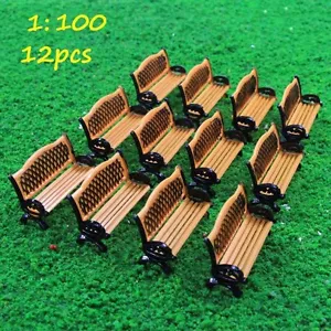 ZY36100OB 12pcs Model Train Platform Park Street Seat Bench Chair Settee 1:100TT - Picture 1 of 5