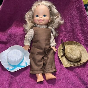 1972 Vintage Mattel Cathy Quick Curl Baby Doll Toddler Blonde Blue Eyes Big Grin - Picture 1 of 15