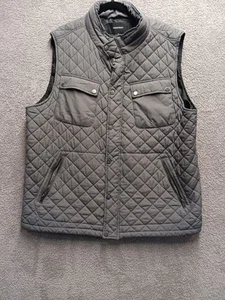 Nordstrom Quilted Puffer Vest Men’s XL Gray Snap-Front Zip Pockets Stand Collar - Picture 1 of 6