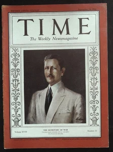 Time Magazine September 14, 1931 Patrick Jay Hurley, Complete Magazine! - Picture 1 of 1