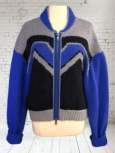 Free People Lucky Suéter Chaqueta Bomber Talla L Mujer Cobalto Pizarra Combo Gran Tamaño - Imagen 1 de 18