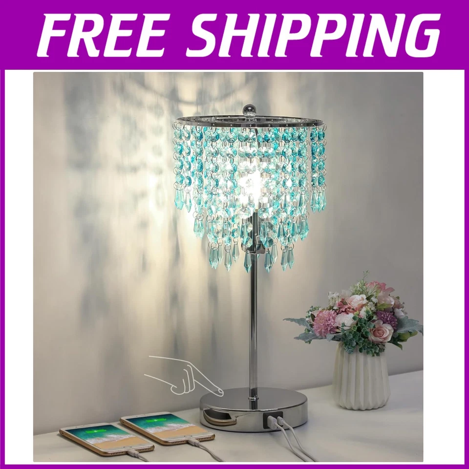 时尚水晶台灯带 USB 充电 — 第 1/4 张图片