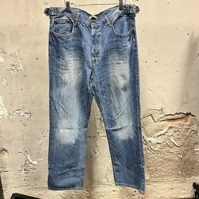 Pop значок Y2K мешковатые регулируемая талия средний стирка джинсовой ткани джинсы кнопка мухи 38 x 34 38 - Изображение 1 из 4