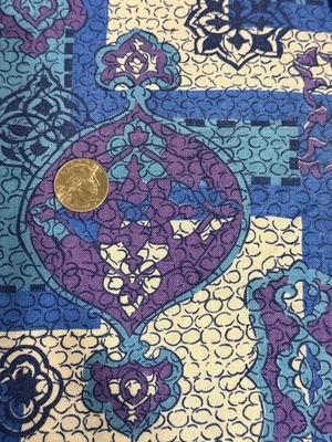 "Saco de harina vintage tela púrpura y azul patrón de arte años 30 40 antiguo 36"" x 27""" Foto 1 de 4