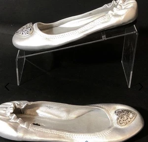 Brighton Heart Ballerina HEART Ballet Shoes  7B NWOB 2 Pairs Gold/Silver - Picture 1 of 12