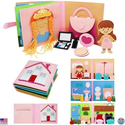 Libro ocupado de fieltro Montessori para niños pequeños - Libro silencioso interactivo para edades de 2-6 Foto 1 de 4