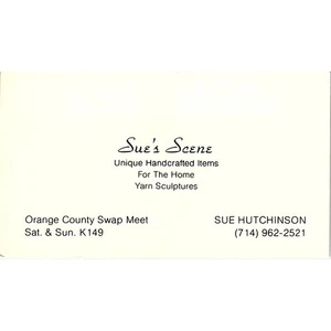 Sue's Scene Unique Handcrafted Sue Hutchinson Orange County Business Card SF3-B4 - Picture 1 of 2